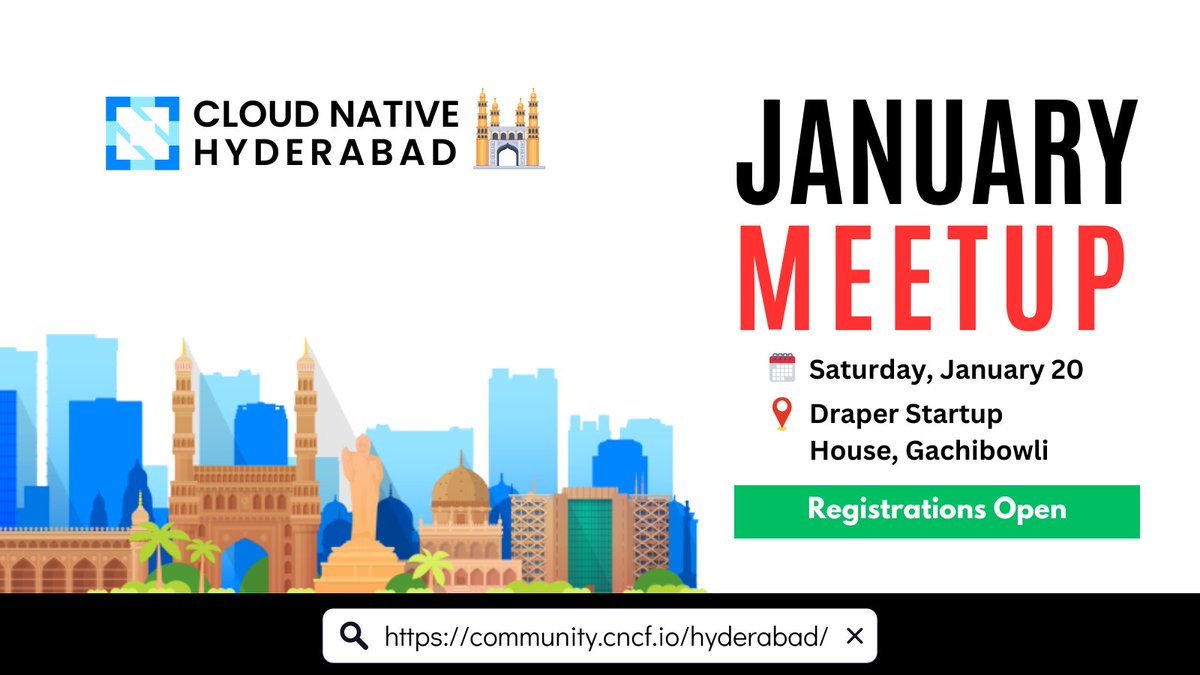 Announcing our first meetup of 2024 🥳

We promised to start 2024 insightfully with new learnings & experiences, register & join us! 

🗓️ Saturday, Jan 20
⏰ 10 AM
📌 Draper Startup House, Gachibowli.

community.cncf.io/j/sjx53cxvggef…

#CNCFHyderabad #Hyderabad #TechMeetup