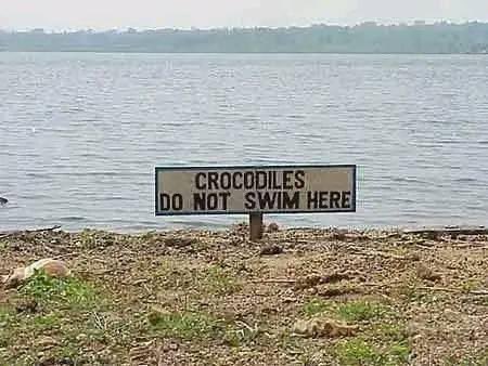 TRHLofficial's tweet photo. Pick an interpretation:

1. Zero crocodiles swim here.

2. Attention Crocodiles: do not swim here.

3. Crocodiles Present. Do not swim here https://t.co/IaPFZ9iwY4