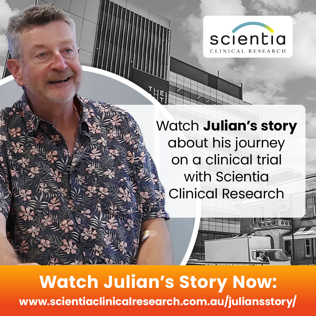 We are incredibly proud of the oncology work we do and we were so grateful to Julian, for agreeing to sit down and give his views on being part of a study here at Scientia. Thank you Julian!

Watch the videos here:
scientiaclinicalresearch.com.au/juliansstory/

@ScientiaAu #Oncology #clinicalstudies