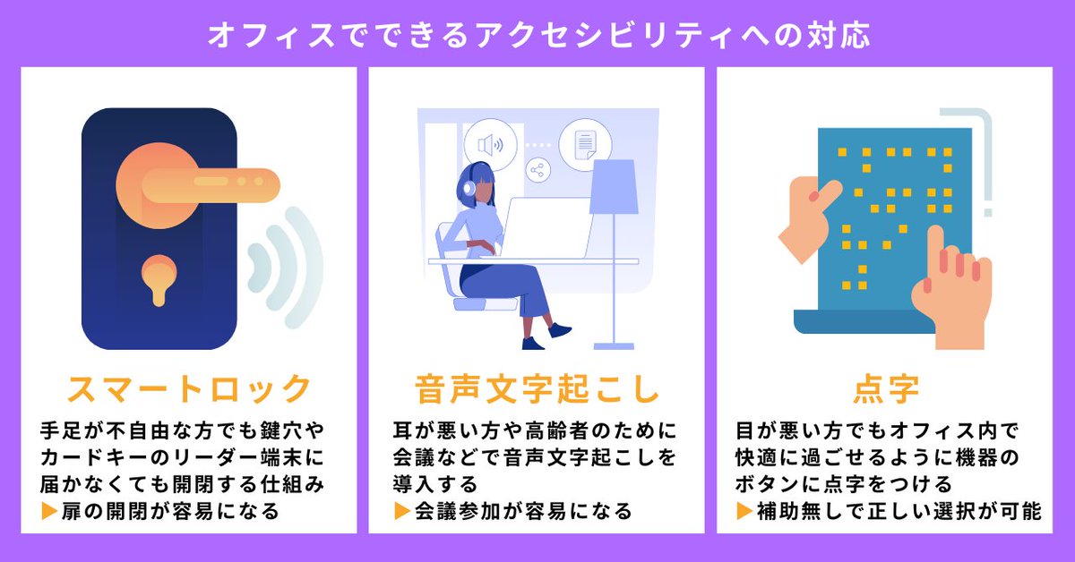 WW_kohochan's tweet image. 企業はオフィスでのアクセシビリティの必要性を改めて考える必要性があります🔓

Webアクセシビリティの改善も含め、多様な人々が働きやすい仕組みを考えることが大切です✨📝

『アクセシビリティってなに？ 多様な人々が働きやすい仕組みを考える』
▶note.com/workwith_proje…

#WorkWith