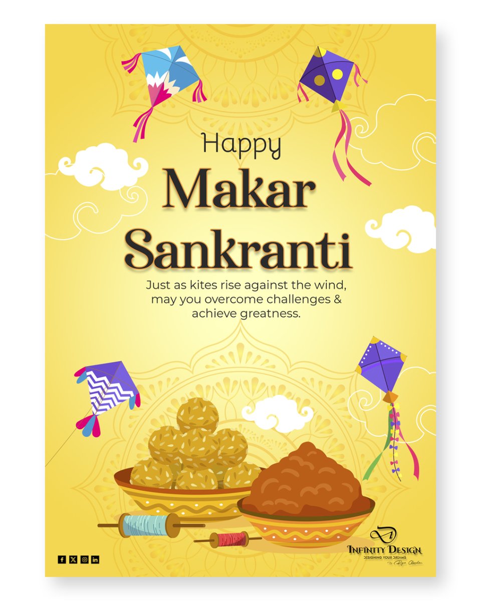 Infinit1design's tweet photo. On this auspicious day, may the colors of joy paint your life, &amp; the winds of prosperity carry you to new heights.
Happy Makar Sankranti!✨🪁🌅

#makarsakranti #makarsankranti #infinitydesign #photoshop #illustration #like #digitalartist #designer #festivevibes #illustrator #love https://t.co/RKDfsNZJ5J
