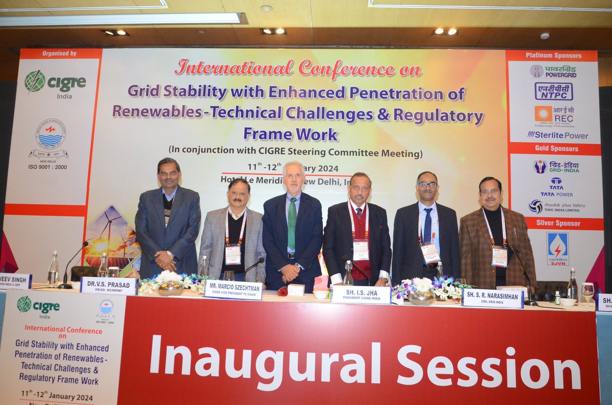 cbip_india's tweet photo. Some of the glimpses during International Conference on "Grid Stability with Enhanced Penetration of Renewables - Technical Challenges &amp; Regulatory Frame Work" on 11th - 12th January 2024 at New Delhi https://t.co/lMNFhk4vTe
