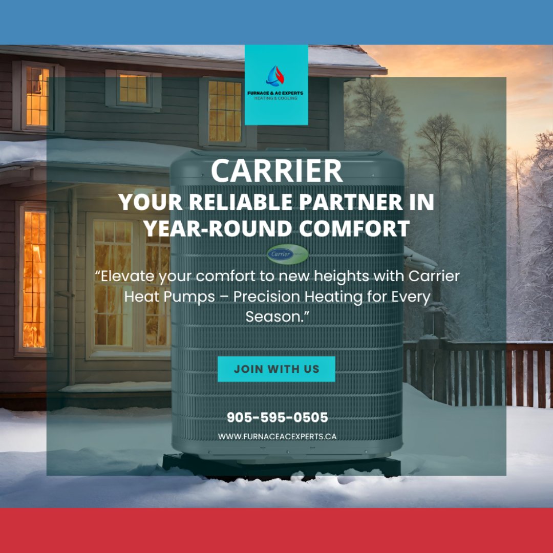 FurnaceAcExpert's tweet photo. "Elevate your comfort to new heights with Carrier Heat Pumps – Precision Heating for Every Season. 🌡️✨
.
.
.
.
Furnace AC Experts
Call: 905-595-0505
Email: info@furnaceacexperts.ca 
Website: https://t.co/4qEXrm3nCS
Address: 1585 Britannia Rd E, Unit A-11, Mississauga, ON L4W 2M4 https://t.co/AhNEaUAQru