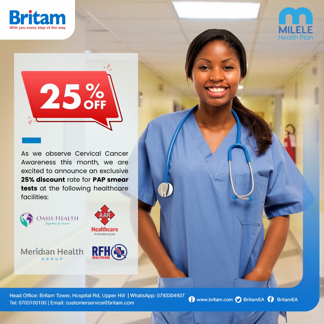 Oasishealth_'s tweet image. Great  News! 
We have partnered with @BritamEA  to create Cervical Cancer awareness.
With this, we provide Pap Smear services at a discounted rate of 1500/= for this month of January in all our branches countrywide.
Karibu!