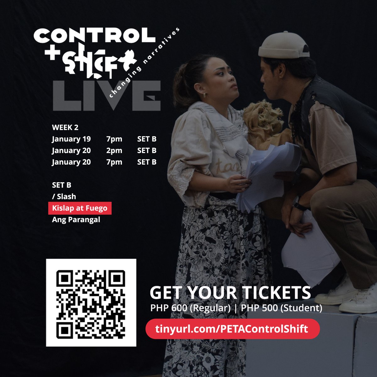 petatheater's tweet photo. Kislap at Fuego is part of #PETAControlShift : #ChangingNarratives, Reclaiming and Reshaping Stories of the Filipino People, a bold collection of new theater performances that puts the spotlight on the theme of narrative change.
#TheaterforDevelopment https://t.co/4M1DXLIEZf