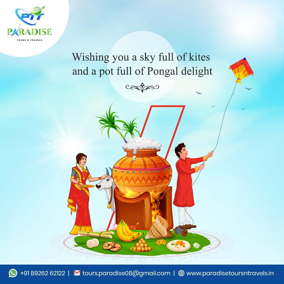 Let the warmth of the harvest fill your heart with happiness. Happy Makar Sankranti and Pongal.

#Paradise #SankrantiSkies #PongalFeast #FestiveCanvas #HarvestJoy #SankrantiSmiles #PongalFlavors #FeastofJoy #SankrantiCelebration #HarvestSymphony #PongalJoy #FestivalVibes