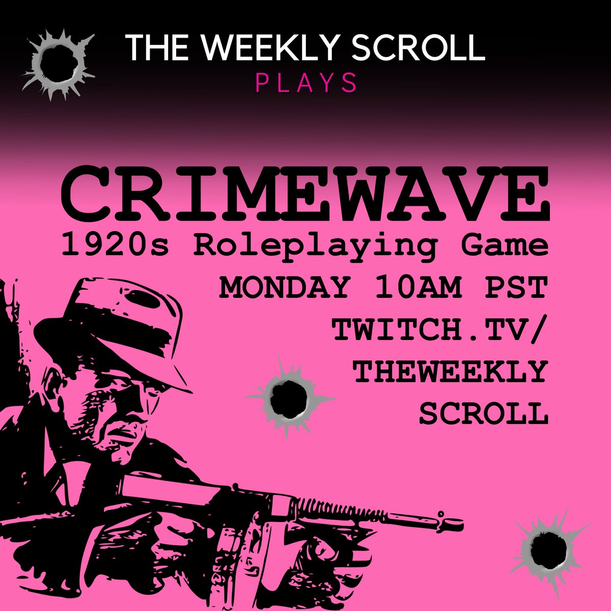Join us tomorrow for 𝗖𝗥𝗜𝗠𝗘𝗪𝗔𝗩𝗘 from <a href="/sivads_sanctum/">sivads-sanctum.bsky.social</a>, a rules lite 1920's noir tabletop roleplaying game, with special guest <a href="/CrumblingJames/">Marching Order Quick and Dirties is live! (he/him)</a>!