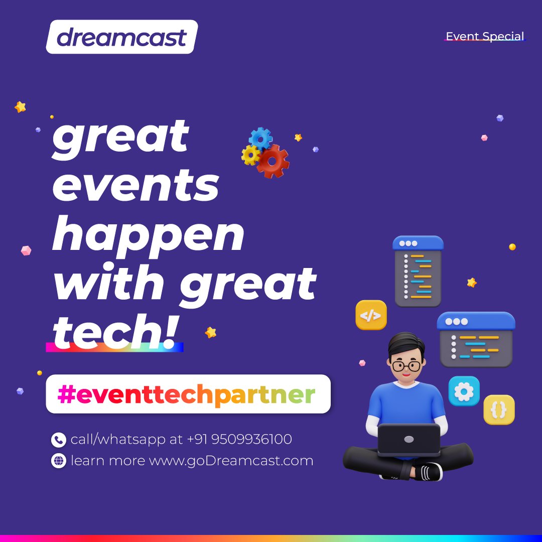 dreamcastinc's tweet photo. The right technology can reduce #event planning time by up to 30% and increase attendee engagement by 20%. Our solutions are designed with this in mind, blending efficiency and user-friendliness.

⏩ Call/WhatsApp at +91-9509936100 | Learn More at https://t.co/bpwlHsGo2W https://t.co/gYOO7wbteM