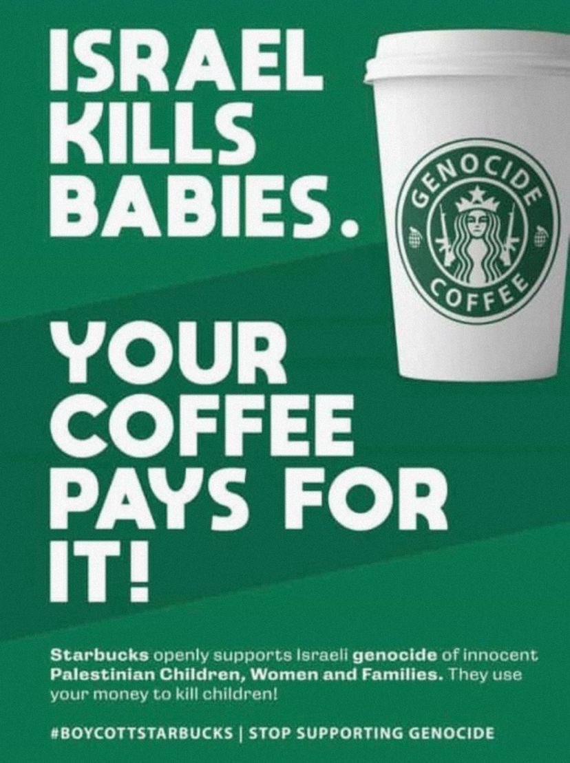 BobFlan93884116's tweet photo. Keep Boycotting Starbucks.🌹🇵🇸🌹 https://t.co/bAyzWpjsEw