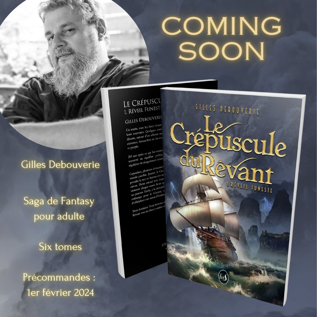 LivrS_Editions's tweet photo. 🤩Annonce nouveauté !🤩
Découvrez Gilles Debouverie dans un nouveau style avec cette saga fantasy pour adulte en six tomes : "Le Crépuscule du Rêvant". Le premier tome, "Réveil Funeste", sera en précommande durant tout le mois de février ! #fantasy #SFFF #nouveauté https://t.co/9rdFVL3h9U