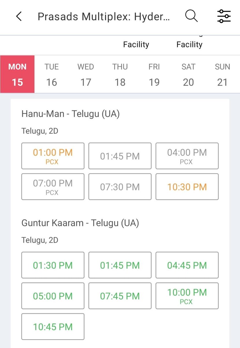 DailyCultureYT's tweet photo. The 01:00 PM (PCX) show of #GunturuKaaram, originally taken from #Hanuman, has been removed due to less occupancy. It has been added back to #Hanuman, and now it's Houseful again https://t.co/qe8OHQSjsu
