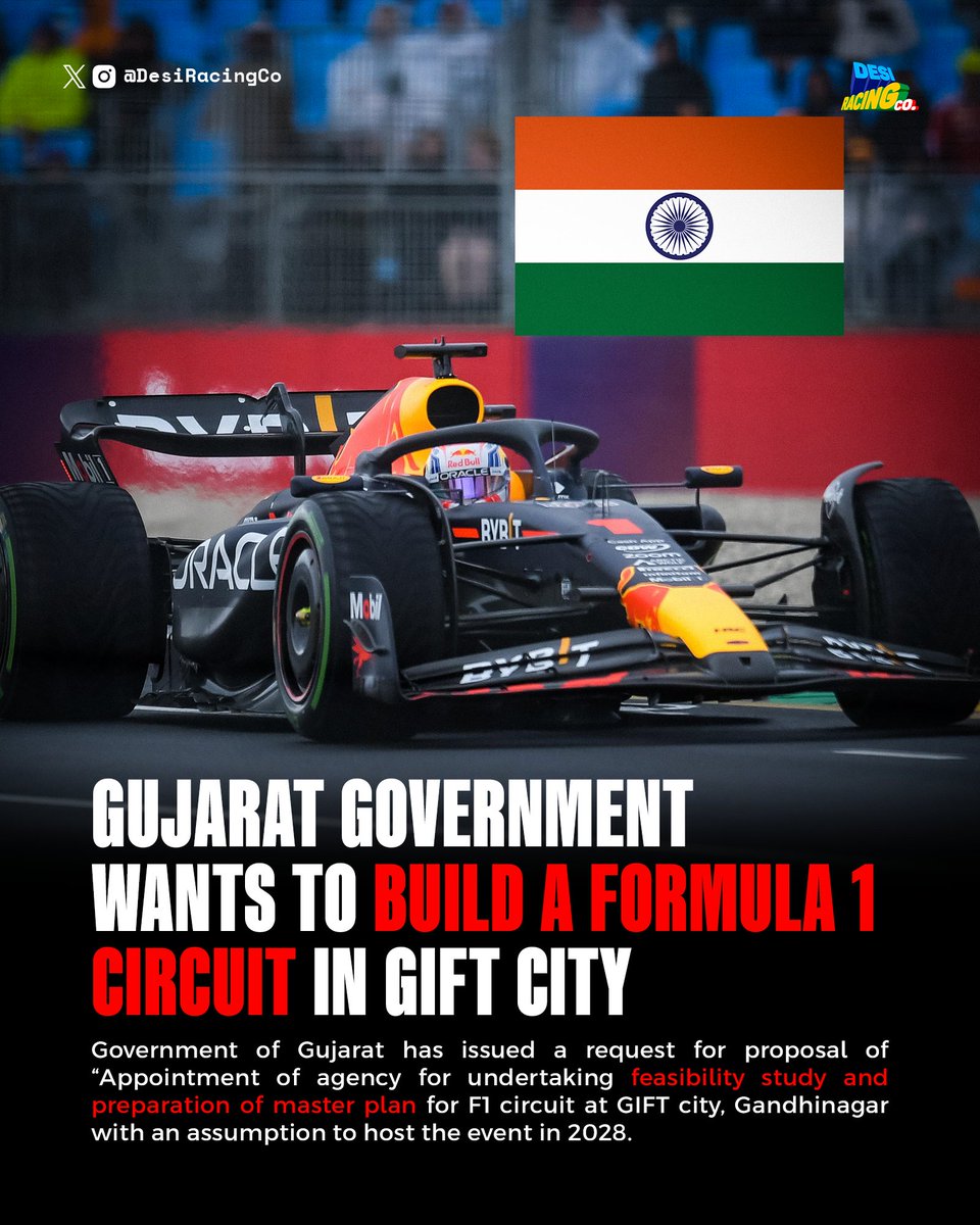DesiRacingco's tweet photo. 🚨 BIG BREAKING: GOVERNMENT OF GUJARAT WANTS TO BUILD AN F1 CIRCUIT IN GIFT CITY, GANDHINAGAR
#Formula1