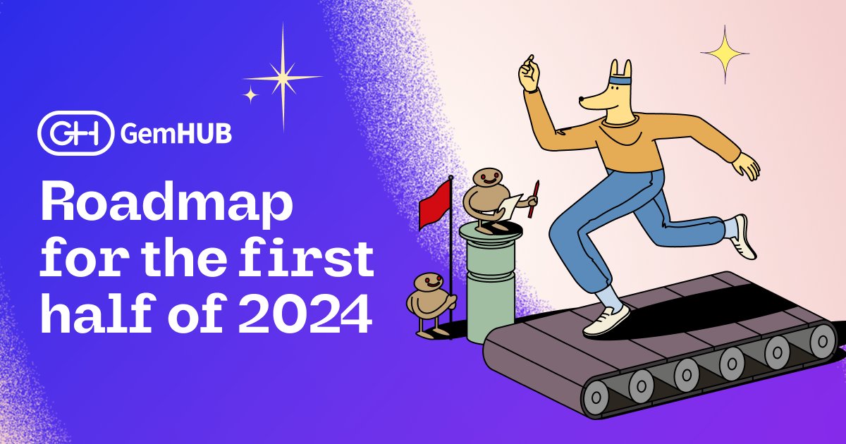 GHUB_GemHUB's tweet photo. GemHUB Roadmap for 1st half of 2024 
In 2024, GemHUB set its biggest goal to expand the Ecosystem.
▶️ Participation in RWA (Real World Asset) Ecosystem 
▶️ Shop to Earn
▶️ KMINT 2.0 Update
▶️ Collaborating with content partners
https://t.co/DWsSXeZe4G https://t.co/3MDUnvttzk