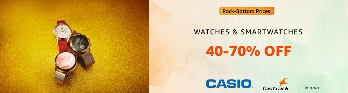 Watches &amp; Smartwatches 40-70% Off –Casio | Fastrack &amp; more
Shop Now :- amzn.to/48yLLJx