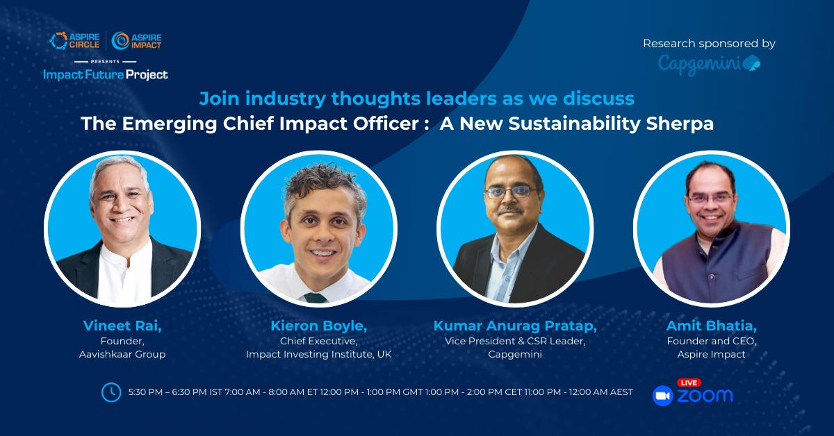 Aspire Impact (@aspireimpact) on Twitter photo 🌟 Join Us for the Launch of Our Research Publication-The Emerging Chief Impact Officer: A New Sustainability Sherpa"
📅 Thursday, January 18, 2024
🕒 5:30 PM – 6:30 PM IST
📍 Online
Register Here - lnkd.in/gF7x9NJx
<a href="/AmitBhatiaIndia/">Amit Bhatia</a> <a href="/AspireCircle/">Aspire Circle</a> <a href="/Capgemini/">Capgemini</a> 🌟 Join Us for the Launch of Our Research Publication-The Emerging Chief Impact Officer: A New Sustainability Sherpa"
📅 Thursday, January 18, 2024
🕒 5:30 PM – 6:30 PM IST
📍 Online
Register Here - lnkd.in/gF7x9NJx
<a href="/AmitBhatiaIndia/">Amit Bhatia</a> <a href="/AspireCircle/">Aspire Circle</a> <a href="/Capgemini/">Capgemini</a>