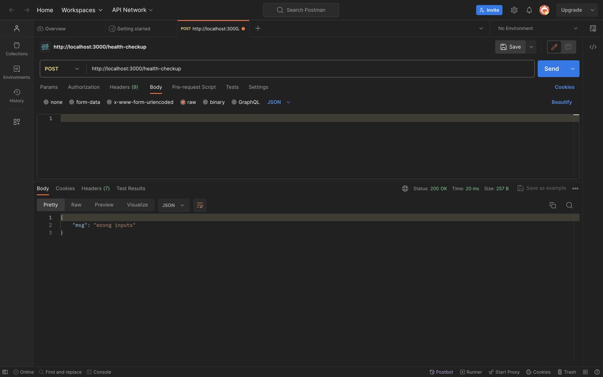 theimpulse____'s tweet photo. Week 3.1 by @kirat_tw :
✅ Use of middlewares - Hospital example
✅ Global catches
✅ next() method
✅ difference btw res.send &amp; res.json
✅ req.body
Attaching postman ss for ref 
#programming #mern ✨ https://t.co/WhYBNcup4o