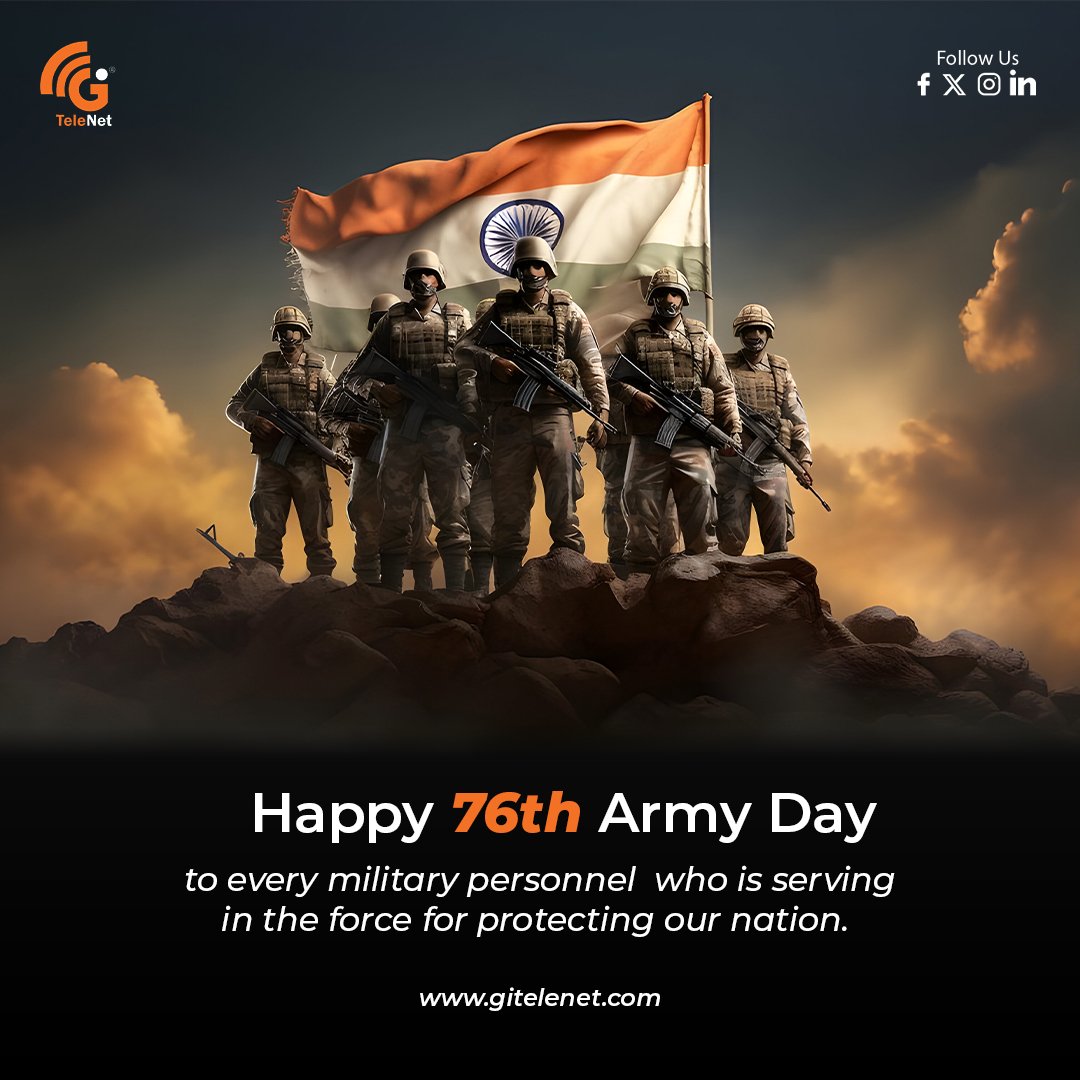 gitelenet's tweet photo. Remembering the bravery of those who were martyred in the warzone and celebrating the valor of the Indian Army.
Happy 76th Army Day to every military personnel who is serving in the force to protect our nation. Jai Hind
#armyday2024 #indianarmy #indianarmyforces #narendermodi https://t.co/xm2E1gyfrQ