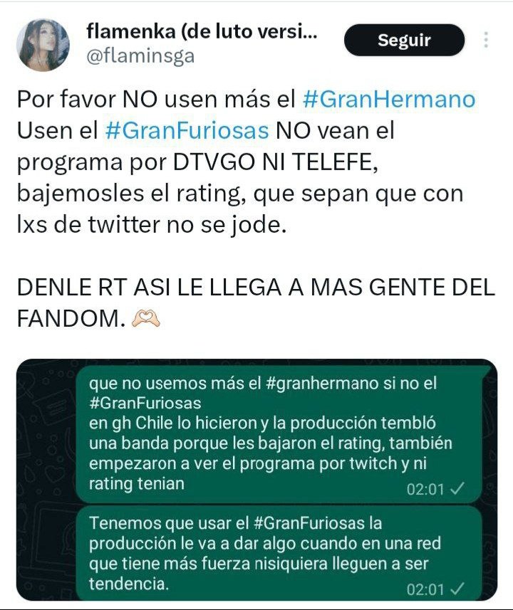 j96ksav's tweet photo. si los de GH chile pudieron nosotros también #GranFuriosas https://t.co/KNFRHnBdB8