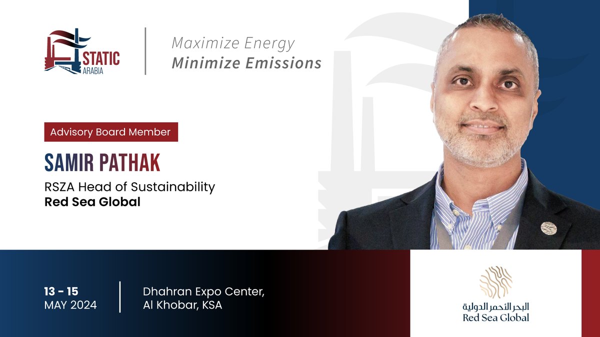 STATICARABIA's tweet photo. We are thrilled to welcome Samir Pathak, RSZA Head of Sustainability of @RedSeaGlobal as our Advisory Board Member at @STATICArabia taking place from 13th to 15th May 2024 at Dhahran Expo Center, KSA.
Submit Your Abstracts: https://t.co/ypuGf5NAXH #STATICArabia https://t.co/Gqh4hg8Nhf