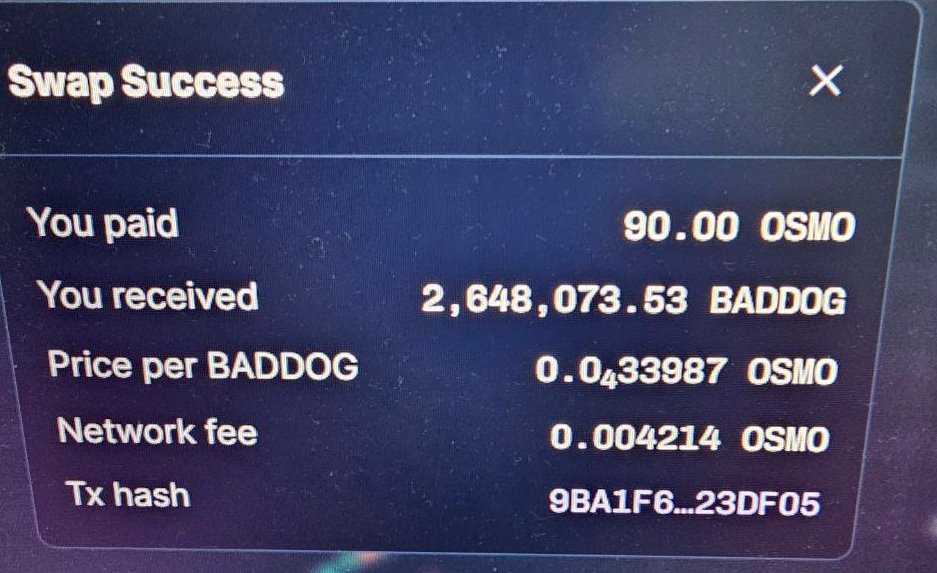 BadDogCMO's tweet photo. Just grabbed some $BadDog, who want some?
Follow me and @chihuahuawifhat, subscribe to telegram (in comment below) and most importantly drop your $OSMO wallet and tag one of your friends and ask him to drop his/her wallet as well.
@bonsaioracle @Homestead_Pleb @bartofrenchking https://t.co/OiIhkxPWHq