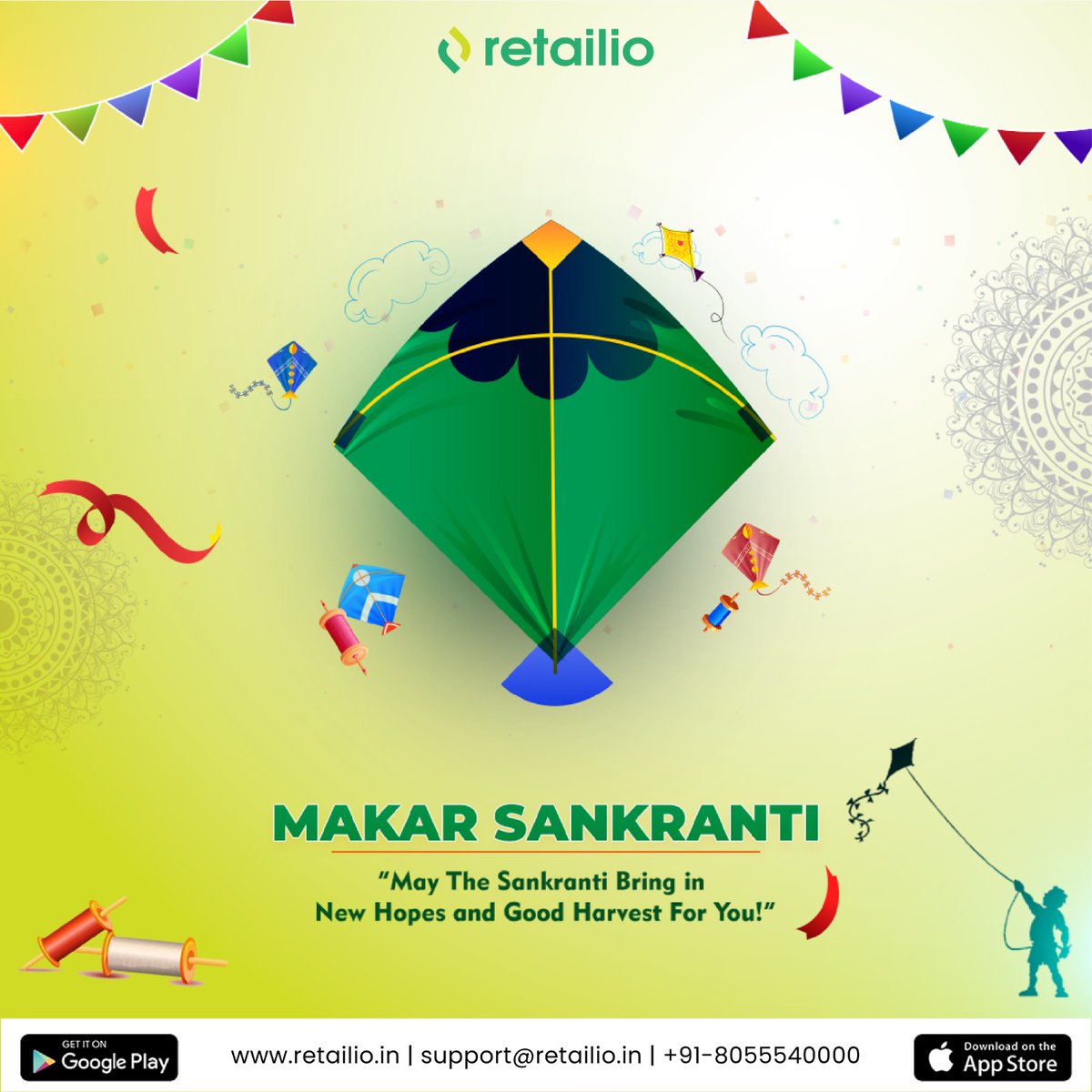retailioapp's tweet photo. Wishing you a Makar Sankranti filled with the sweetness of achievements and the warmth of prosperous business.
.
.
.
.
#MakarSankranti  #Sankranti  #Retailio https://t.co/XLPKSNgmJt