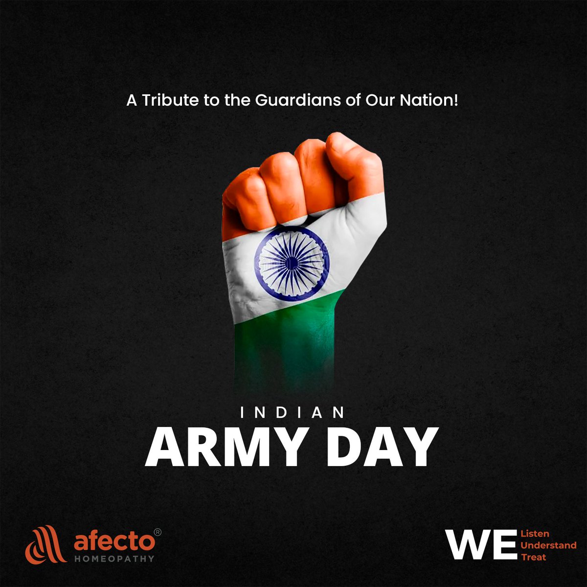 afectoclinic's tweet photo. Standing tall, standing strong. Happy Army Day to the real-life superheroes who protect our borders and ensure our peace. Salute to the Indian Army! 🦸🏽‍♂️🇮🇳 

#Healwithafecto 💟 #Afectohomeopathy #IndianArmyDay #ProudToBeIndian #army #armyday #SaluteTheGuardians https://t.co/Df2AxSuAWZ