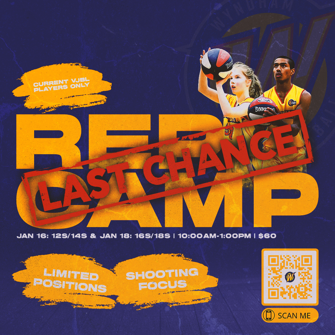 🚨LAST CHANCE TO REGISTER🚨

Camp #1 is TOMORROW

The January Rep Camp will be focused on developing our shooting through various methods, including, but not limited to form, volume, contested, game  and fatigue shooting.

❓Current VJBL Players ONLY
🔗playhq.com/basketball-vic…