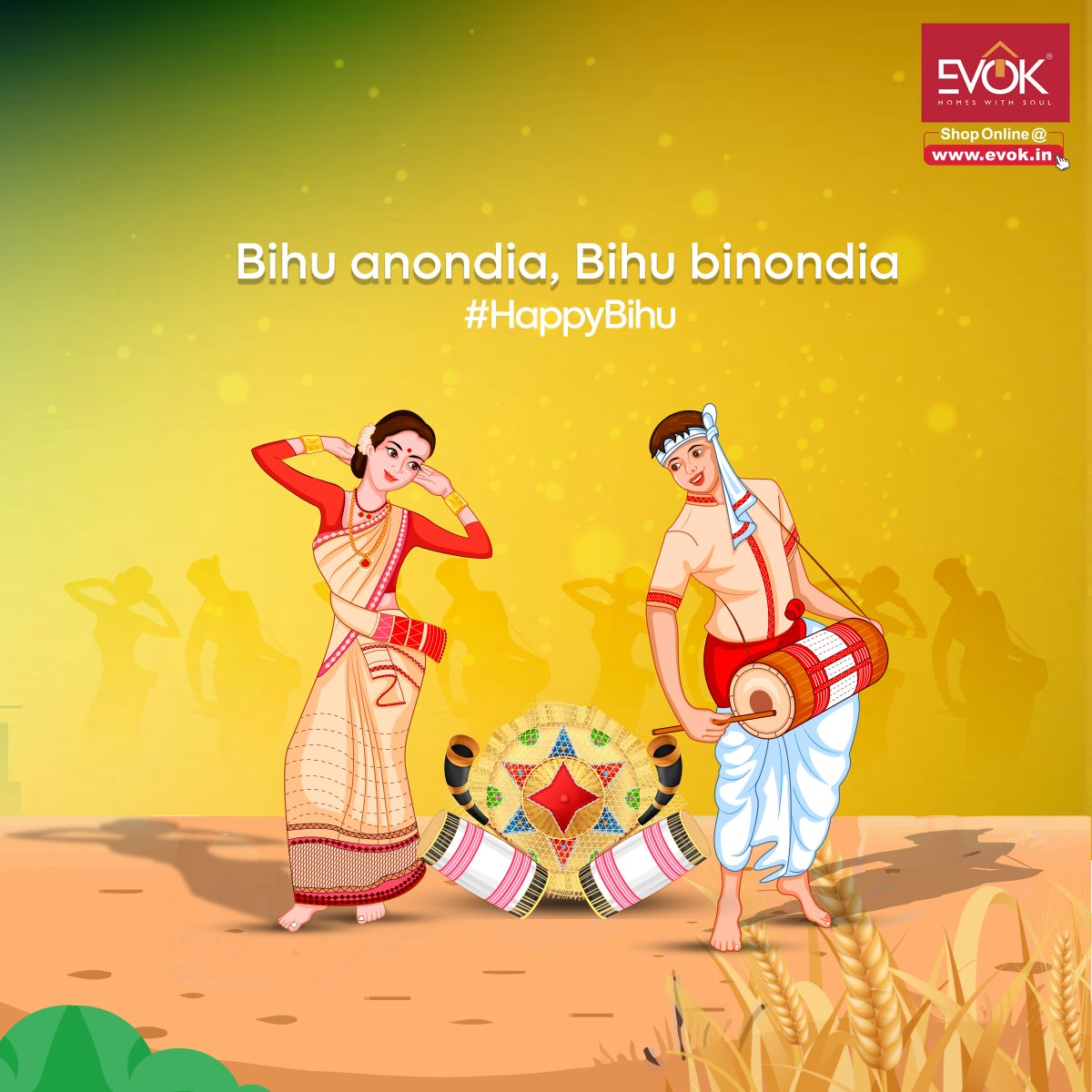 EvokHomes's tweet photo. May the harvest season bring joy, prosperity, and the warmth of togetherness! Evok wishes you a delightful Magh Bihu filled with celebrations and abundant blessings. 🌾

#EvokWishes #MaghBihu #EvokDecor #LetsEvok #EvokHomesWithSoul #HomeDecor #Furniture #Retail https://t.co/B2jDJ8w9DM