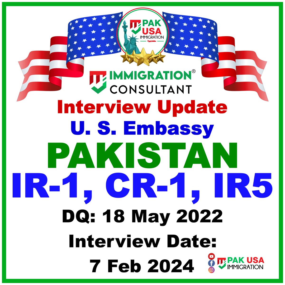 PakUSAImmigrant's tweet photo. IR1 Visa Interview Letters Update for US Embassy in PAKISTAN
#usimmigration #PakUSAImmigration #MJImmigrationConsultant #IR1 #PakUSImmigration #USVisa #USCIS #NVC #immigrationconsultant #US #USA #PAKUSAt75 #USEmbassy #USEmbassyIslamabad #immigration #ImmigrationExperts https://t.co/jxZVu9tgkL