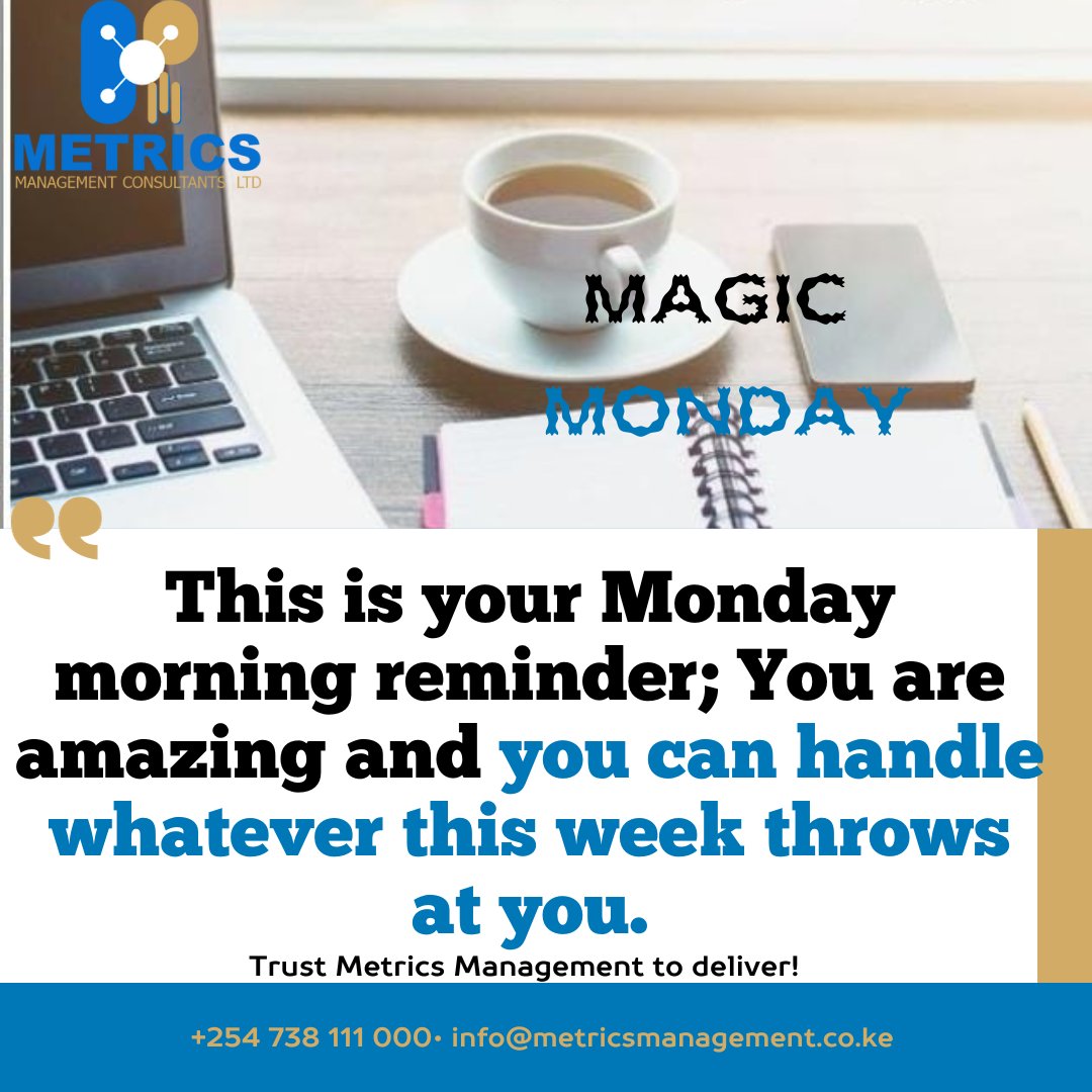 You are amazing and you can handle whatever this week throws at you.
#happymonday #motivationmonday #newweeknewvibes #positivity
#trustmetricsmanagementtodeliver