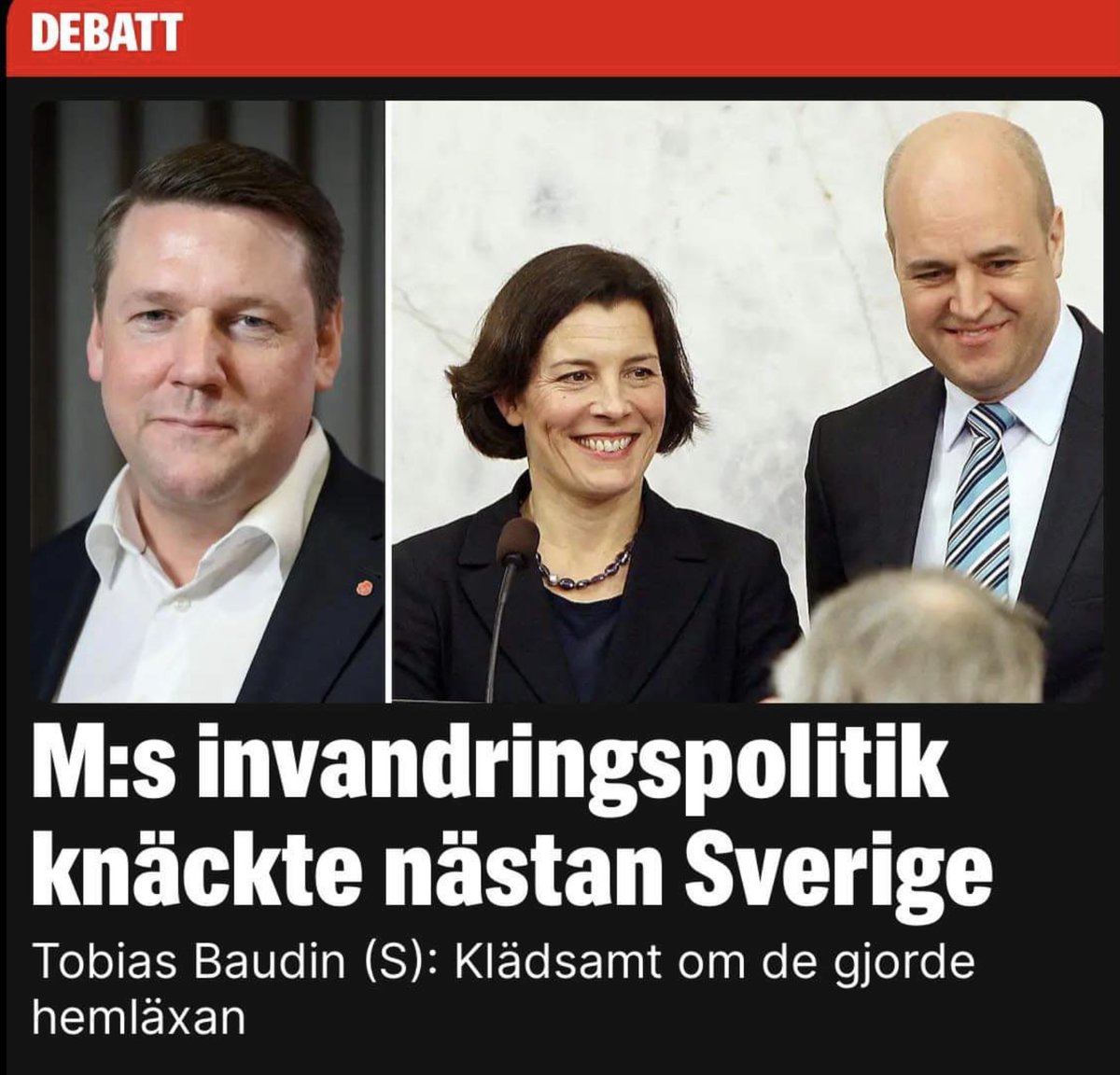 Baudin: ”Det var den efterträdande S-ledda regeringen som skapade ordning och reda…” I själva verket fortsatte ni  fylla landet med kriminellt drägg &amp; religiösa galningar åren 2014-2022. Stämplade alla som påpekade problemen som ”rasister”...  Fräckheten är  monumental. As.