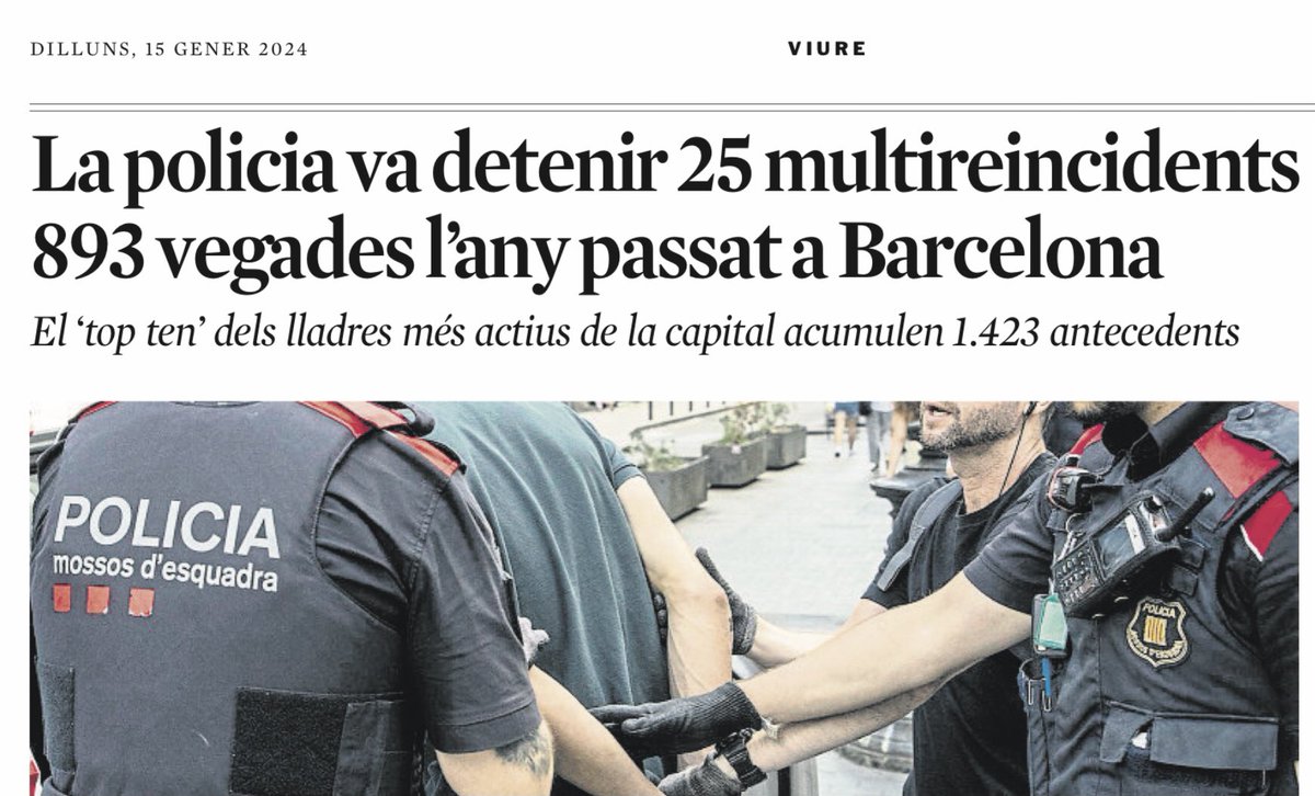 jaumeclotet's tweet photo. No m’interessa l’origen ni la nacionalitat d’aquestes persones; però aquesta situació és intolerable en una societat justa, democràtica i lliure. Cada antecedent és una persona a qui han robat o agredit, i que segurament ara viu amb por. https://t.co/CLtcSi7TVY