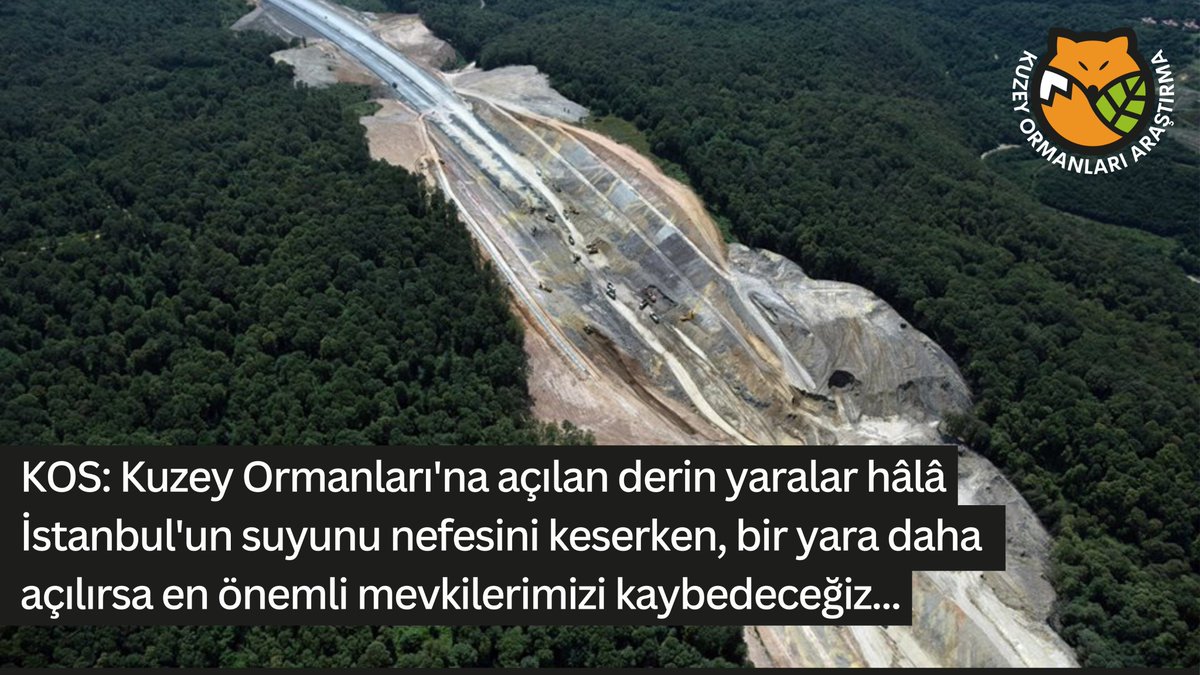 '120 km planlanan Gebze-Çatalca demiryolu hattı Kuzey Ormanları’ndan geçecek' KOS: Kuzey Ormanları'na açılan derin yaralar hâlâ İstanbul'un suyunu nefesini keserken, bir yara daha açmak en önemli mevkilerimizin büyük ölçüde yok olmasına sebep olacaktır. kuzeyormanlariarastirma.org/cevre-talani-t…