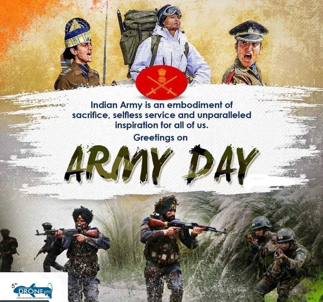 Greetings to all Army personnel, veterans, and their families on the special occasion of 76th Army Day.

#Indianarmy #indianarmedforces #droneexpo #droneinternationalexpo #unmannedsystems #india #aerospace #defence #surveillance