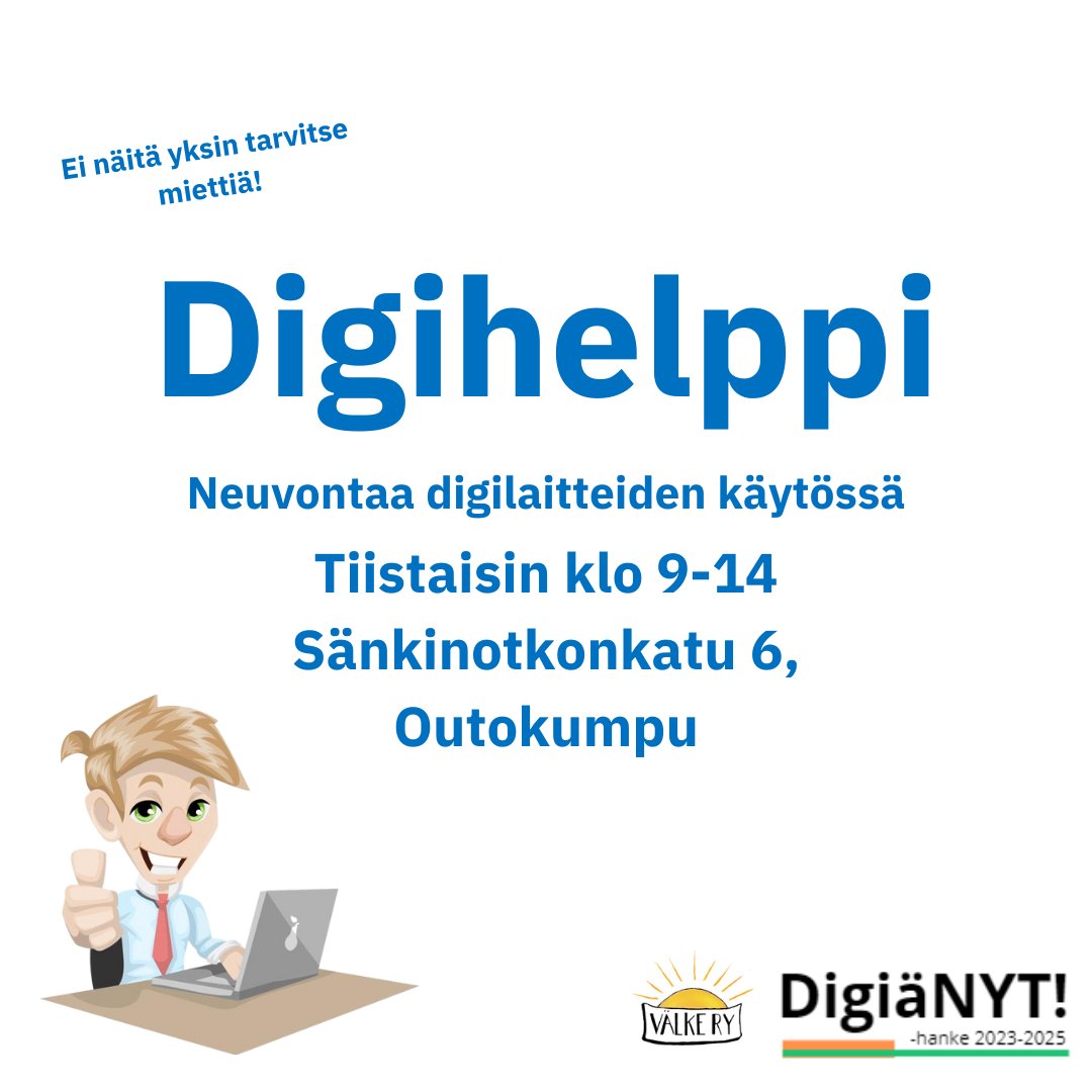 outovalke's tweet photo. Me Välkkeellä olemme auttaneet ihmisiä digitalisoituvassa yhteiskunnassamme jo yli 20 vuoden ajan! 

Kunhan vain uskaltaa kysyä, on asiat huomattavasti helpompia ratkaista. Me kyllä vastaamme!

#digituki #välke https://t.co/w1JtmLj6C0