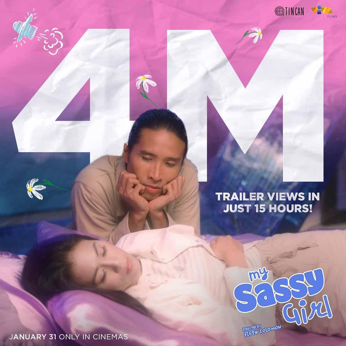 #MySassyGirlPH FEVER IS ON! 4 MILLION VIEWS in just 15 hours! Malapit nang mapanood ang Philippine adaptation of the most beloved South Korean Romantic Comedy film, ‘MY SASSY GIRL’. Starring Pepe Herrera and Toni Gonzaga. Directed by Fifth Solomon. January 31 Only In Cinemas.