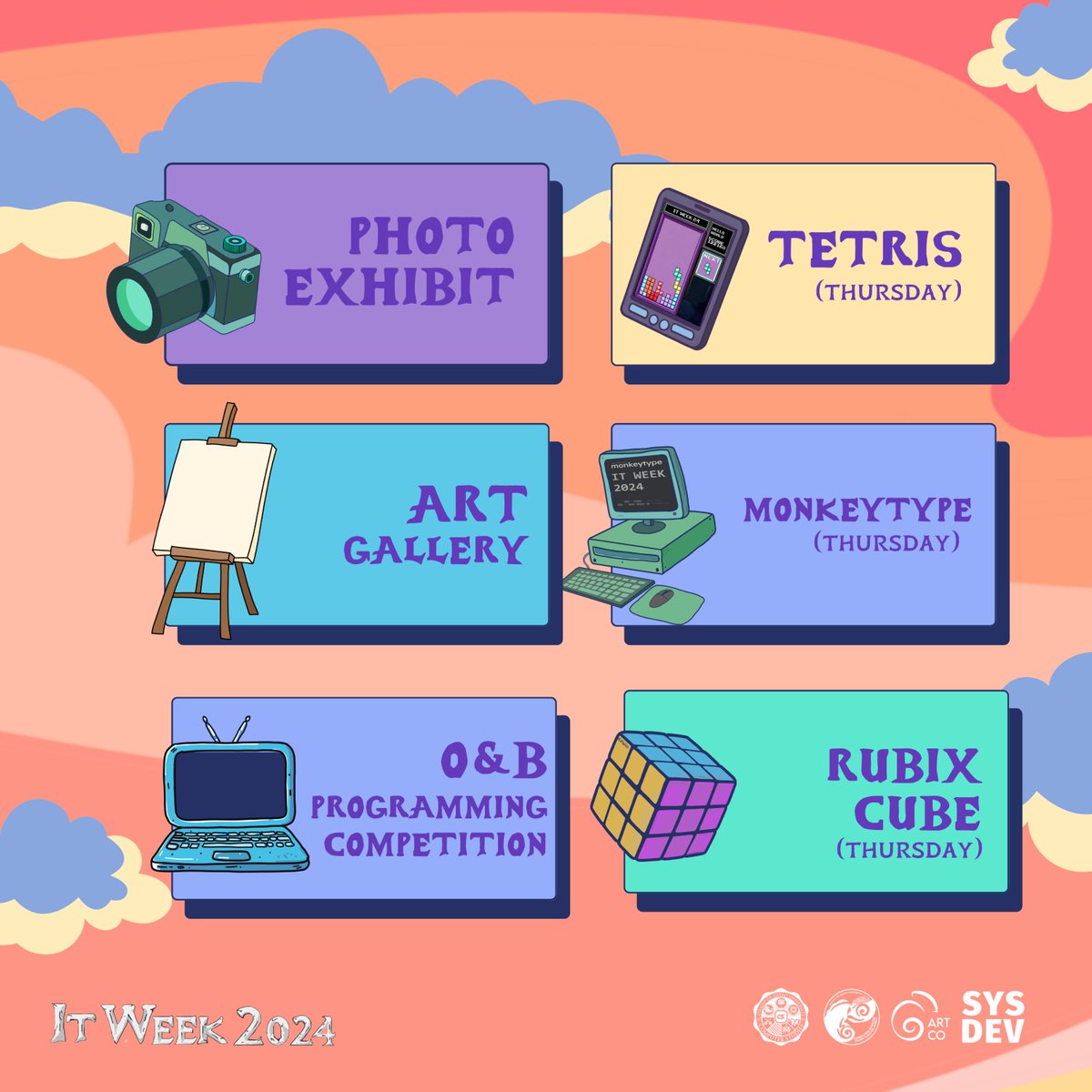 addu_cs's tweet photo. Not into Esports? Don't worry because IT Week is more than Esports!🤯🕹️

We've got tons of activities for you to enjoy at IT Week 2024. Don't also forget the booths, delicious treats, and wonderful glam for you to love. Come visit us at Arrupe Hall!💜

#itweek2024
#breakthrough💫 https://t.co/gBfzzTYsMi