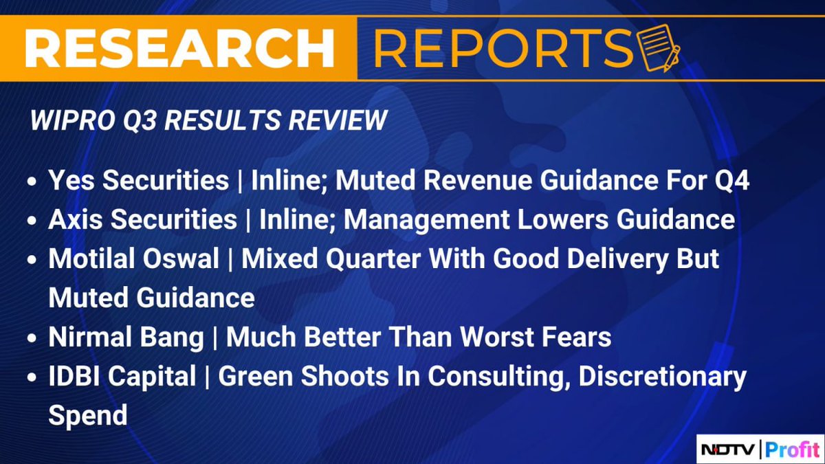 InSMEmpire's tweet image. Research Reports | WIPRO Ltd
Here's what brokerage have to say about Wipro's Q3 earnings.      
#ResearchReports
#StockMarket #IndianStockmarket
#Nifty #Sensex #NSE #BSE #StockInFocus #StockToWatch #Stock #Investor #NSE #BSE #StockMarketToday #StockMarketIndia #StockMarket