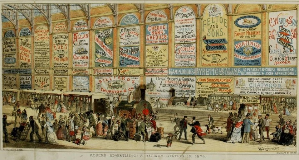 Ah, for the good old days, when we weren’t bombarded with advertisements (1874, Alfred Concanen)