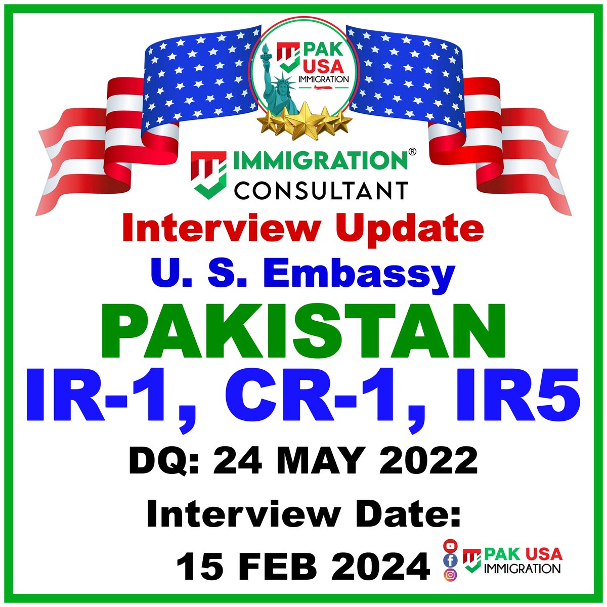 PakUSAImmigrant's tweet photo. IR Visa Interview Letters Update for US Embassy in PAKISTAN
#usimmigration #PakUSAImmigration #MJImmigrationConsultant #IR1 #PakUSImmigration #USVisa #USCIS #NVC #immigrationconsultant #US #USA #PAKUSAt75 #USEmbassy #USEmbassyIslamabad #immigration #ImmigrationExperts https://t.co/3pkG5Efhkk