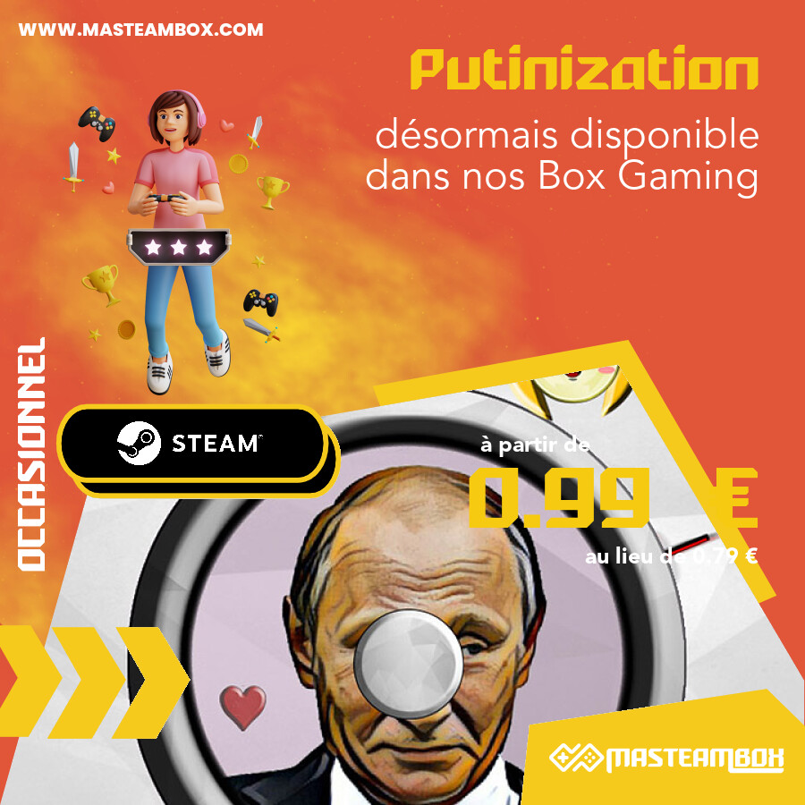 MaSteamBox's tweet photo. 🎮 - Le jeu 'Putinization' est disponible dans nos #SteamBox https://t.co/PqhdTQLPCs à partir de 0.99 € 📦.
 •••••
 🔥 Découvrir le jeu : https://t.co/8MTNQcK121
 🛒 Commander : https://t.co/XoYq7yEATU
 •••••
 
 #MaSteamBox #jeu #geek #gamer… https://t.co/I24VO1rAf2 https://t.co/eqj9uBumCW
