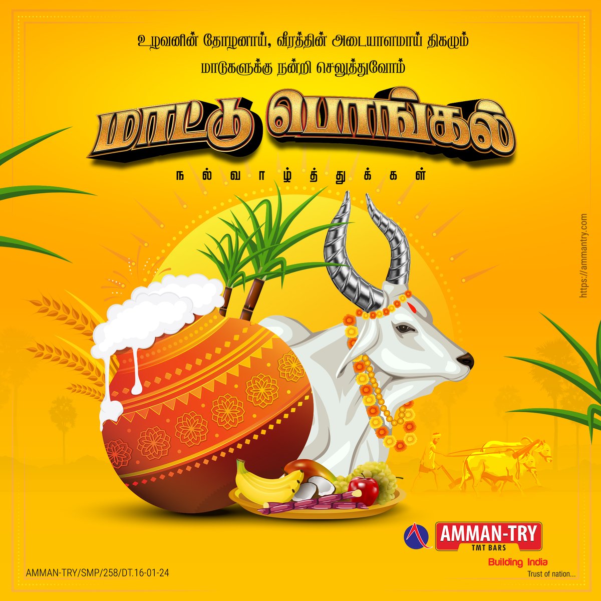 ammantry_tmt's tweet photo. கலைப்பறியாது உழைத்து நம் விவசாயிகளுக்கு தோள்கொடுக்கும் எருதுகளை போற்றுவோம்.
மாட்டு பொங்கல் வாழ்த்துக்கள்.
#Pongal #MaatuPongal #Jallikattu #HappyPongal #AMMANTRY #TMTBars #Trichy #Chennai https://t.co/SH8JqGknbc