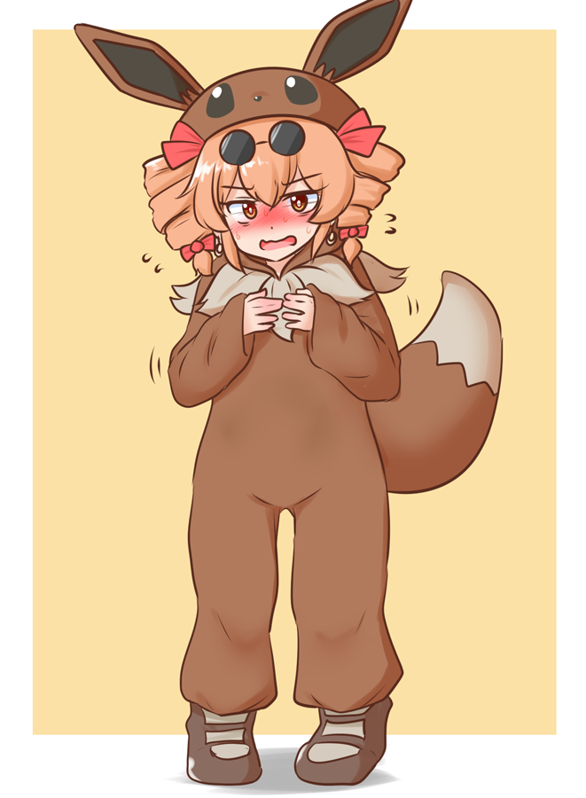ポケモン「ご依頼で描きました ポケモンごっこの衣装を着せられる女苑ちゃん」|いすぃのイラスト
