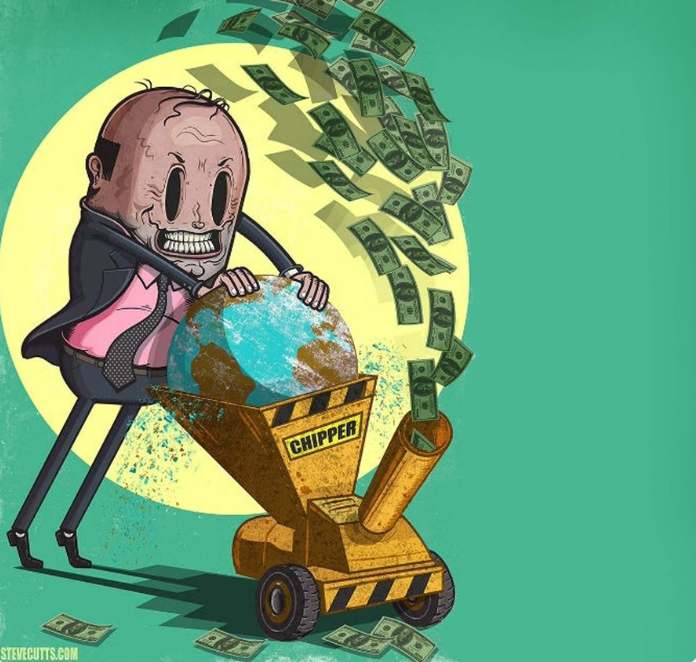 Greenpeaceafric's tweet photo. We can no longer watch as the relentless polluter turns a blind eye, pushing Earth through the grinder of greed. https://t.co/yYziw3RzBX