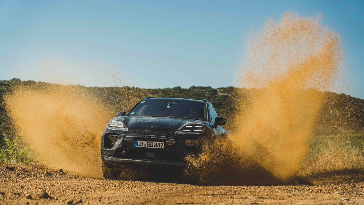 PorscheAus's tweet photo. The prototype of the all-electric Porsche Macan has been put through its paces, with an exacting and gruelling test program to prepare the next generation of the successful SUV for its upcoming world premiere. 

Learn more: https://t.co/TPgL6oe3Ta https://t.co/W2spz6dHgs