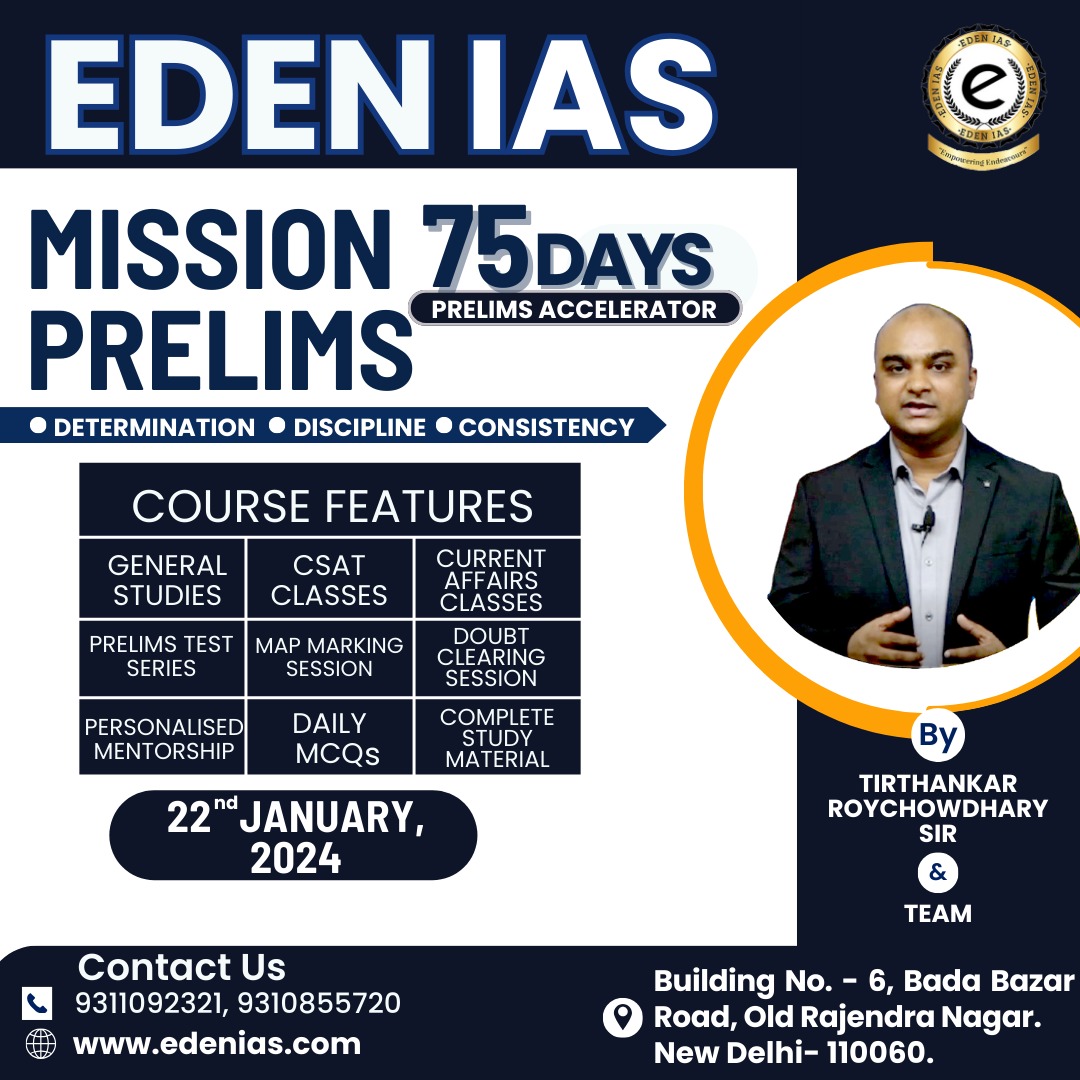 SukanyaSri18349's tweet image. EDEN IAS, one of the best coaching institute for IAS in Delhi, informed me about their extensive Prelims exam preparation program, known as MISSION PRELIMS. Here, in addition to fruitful sessions led by professionals
#prelims2024 #prelimstestseries #2024prelims #upsctestseries