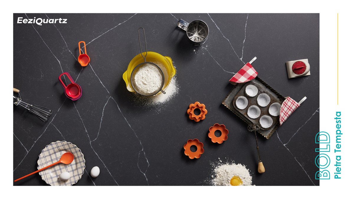 InterslabZA's tweet image. With a delectable satin finish, Eezi Quartz Pietra Tempesta showcases a softened charcoal base with narrow creamy veins to lift the colour to life. Drool over this gorgeous colour: bit.ly/PietraTempesta #interslab #eeziquartz #pietratempesta #interiordesign #2024design