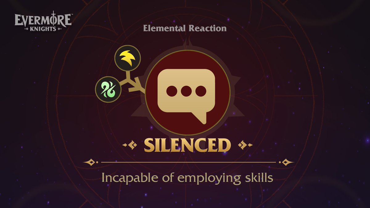 EvermoreKnights's tweet image. Elemental Reactions take place when two distinct elemental types are combined!

Combining thunder and wind, or Noct and wind to produce Silence - instantly disabling enemies in their next attack ⚡💨

#GameFi #EvermoreKnights #ElementalReaction #JRPG