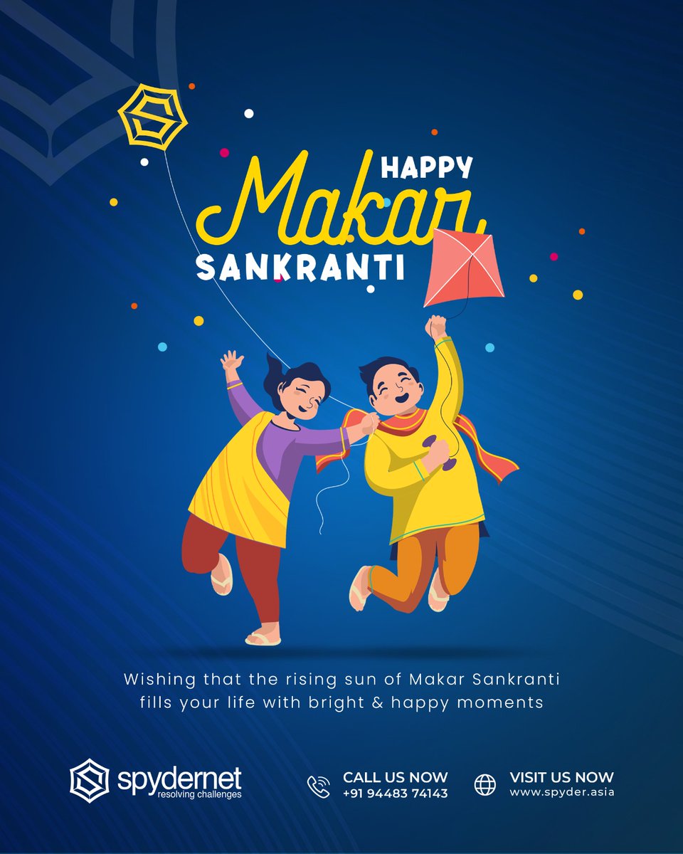 SpydernetTechn1's tweet photo. As the sun starts its northward journey, may it bring new opportunities and success into your life. Wishing you a harvest of happiness on Makar Sankranti!
.
.
Contact Us: 79758 15836
Visit Us : https://t.co/JMhKHH49mX
.
.
#makarsankranti #makar #makarsankranti2024 #celebrate #seo https://t.co/4K4aY66AcB