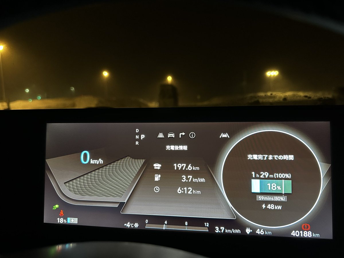 usual_U's tweet photo. 今日はかなり危険な1日でしたね⛄️車の通行量が夜中かと思うほどに少ない！
念の為の充電をして帰ります🚗
#IONIQ5 https://t.co/pK7p0eS1gJ